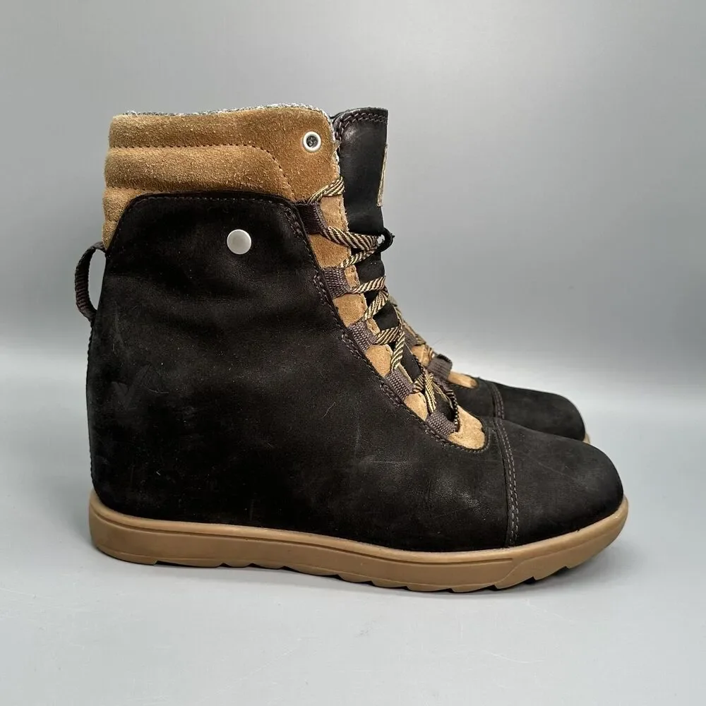 Forsake Alma Women's Size 7 Boot Black High Hidden Wedge Waterproof Lace Up